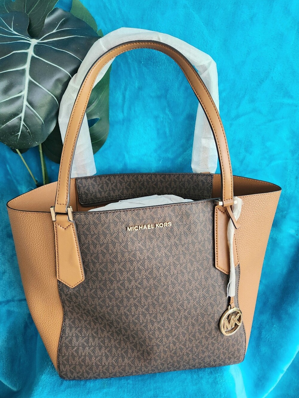 Michael Kors Brown & Tan Large Logo Tote